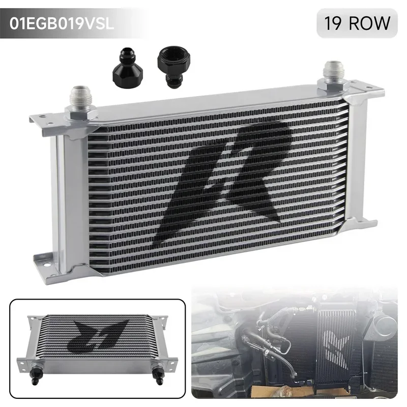 

Universal 19 Row 248MM AN8 Stacked Plate Oil Cooler AN6 Adapter Transmission Engine Aluminium Radiator 3/4"-16 UNF/9/16"-18 UNF