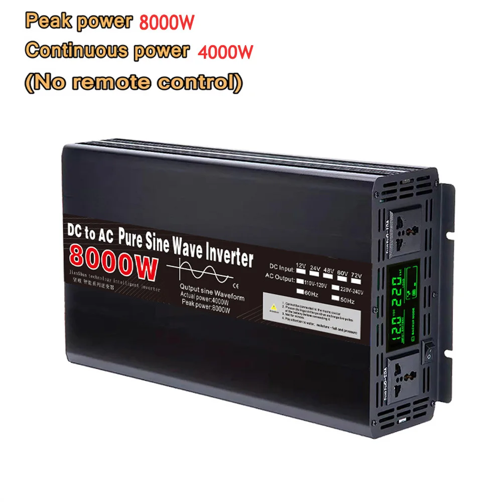 Imagem -02 - Carregador Portátil Solar Off-grid Poder Inversores Inversor de Onda Senoidal Pura 10000w 8000w 10kw dc 12v 24v 48v a 110v ac 120v 220v