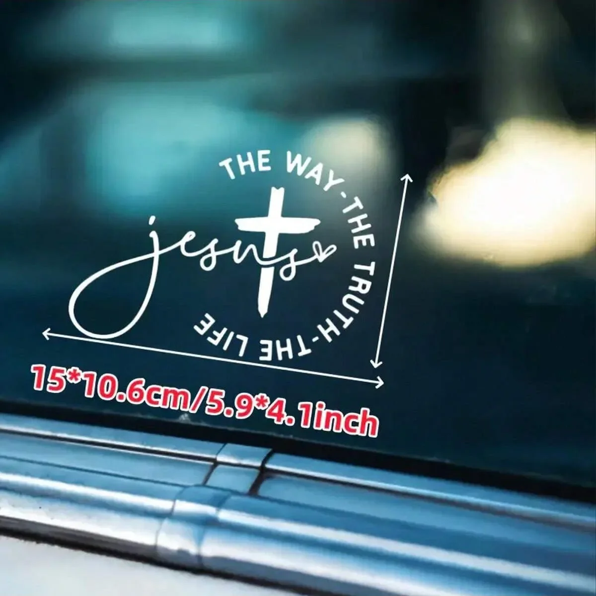 1 Pack Jesus Way Christian Car Decal, Cross Pattern, Car Window Notebook Home Decor Waterproof Vinyl Sticker