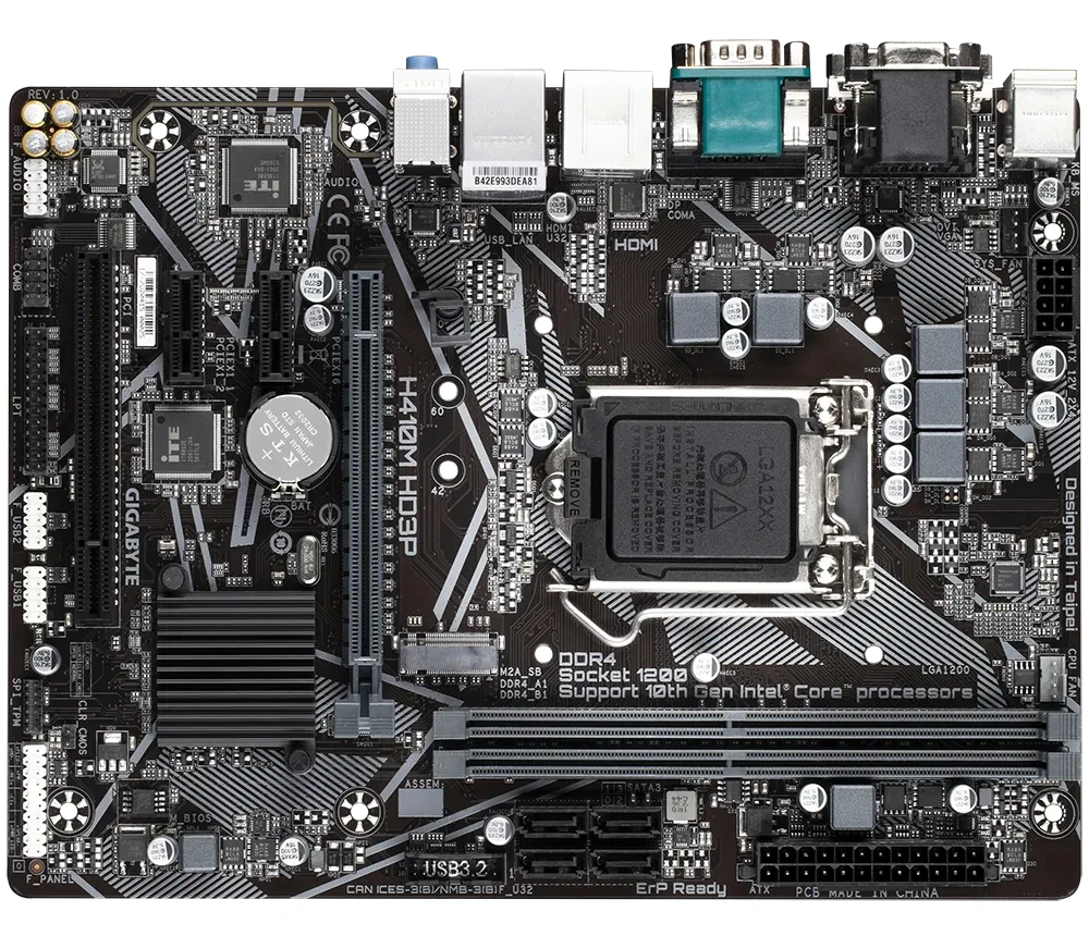 GIGABYTE H410M HD3P Motherboard Intel H410  LGA1200 DDR4 M.2 Micro ATX support i7-10700  i5-10500  i3-10100  i9-10900 cpu