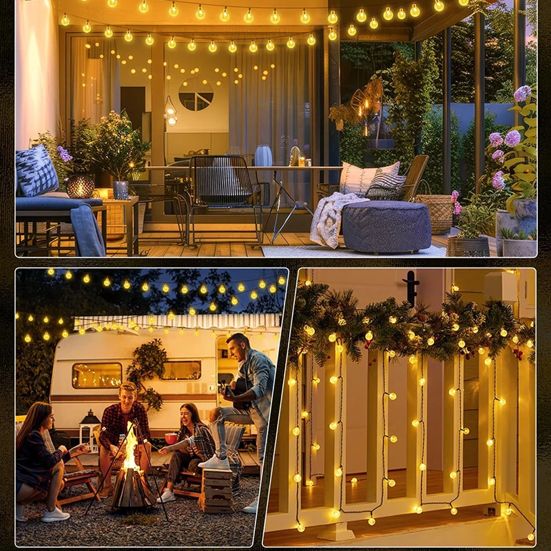 أضواء سلسلة الشمسية خارج أضواء كريستال غلوب مع 8 أوضاع مقاومة للماء لشجرة الحديقة فناء حفلة عيد الميلاد ديكور #4