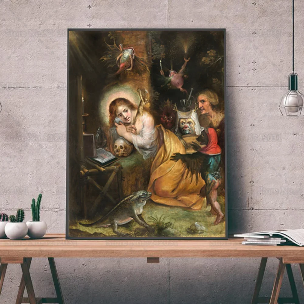 The Penitent Mary Magdalene Visited By Capital Vices Canvas Painting By Frans Francken Print Poster Wall Art Decor