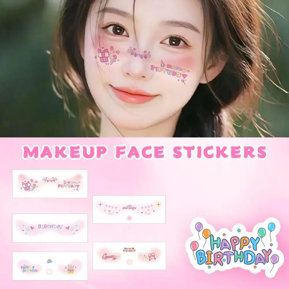 Gelukkige Verjaardag Make-up Blush Tattoo Sticker Meisje Patry Make-up Blush Vakantie Tattoo Blush Stickers Tattoo Bell Stickers