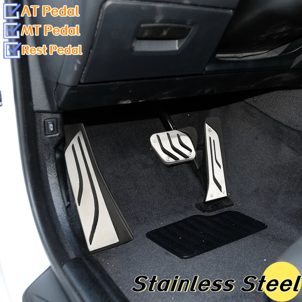 Set Pedali In Acciaio E Gomma Per BMW Serie 5 F10/F11 (2011-2017) – Acceleratore, Freno E Poggiapiedi, Antiscivolo E Resistente