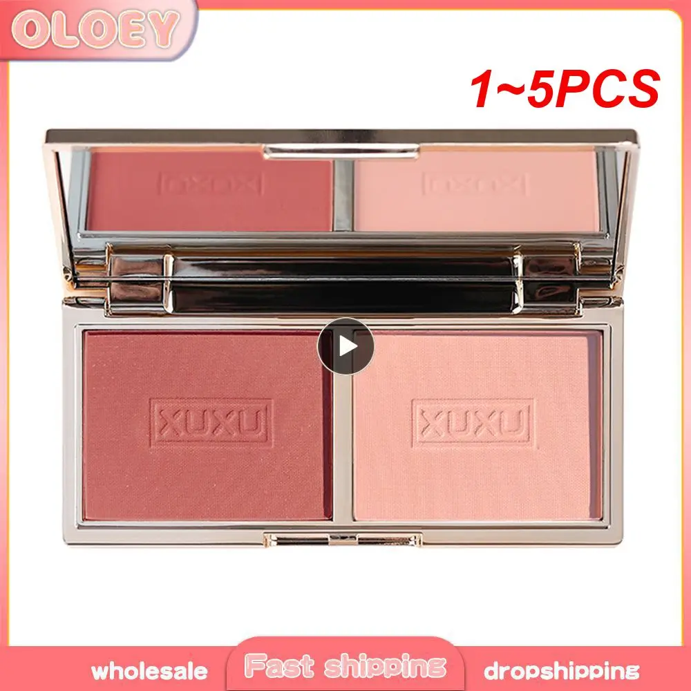 

1~5PCS 2-color Blush Pallete High-quality Glitter Matte Peach Face Mineral Pigment Cheek Blusher Powder Makeup Contour