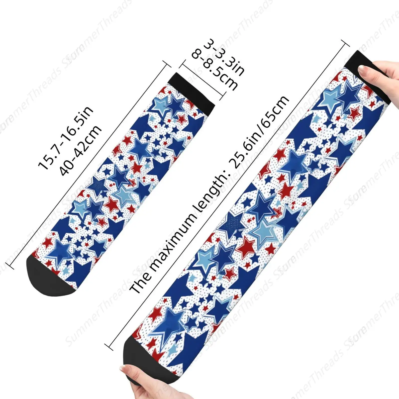 Calcetines deportivos novedosos y divertidos unisex con estrellas de colores de la bandera de América, calcetines suaves y divertidos de 15 a 16 pulgadas