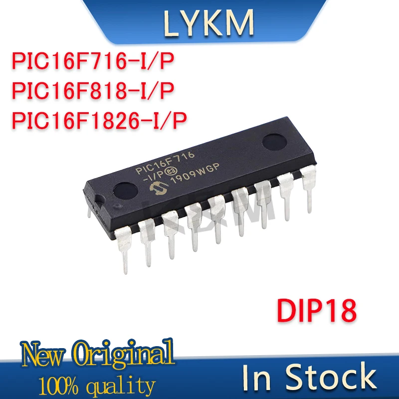 5/PCS New Original PIC16F716-I/P PIC16F716 PIC16F818-I/P PIC16F818 PIC16F1826-I/P PIC16F1826 DIP18 Microcontroller chip In Stock