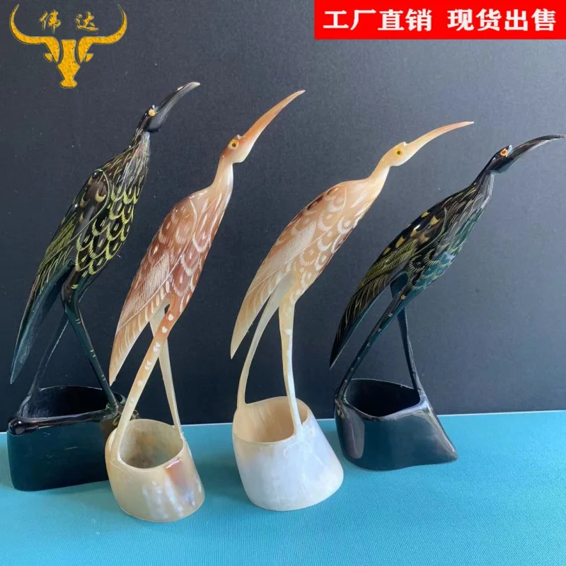 

Horn Crafts Horn Crane Carving Horn Furnishings Ornaments Horn Decorations Horn Comb Manufacturer