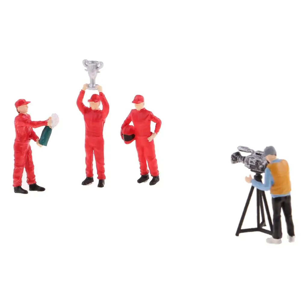 5 قطع 1/64 مقياس نموذج سباق السيارات أرقام ملعب مشهد أطقم ألعاب أطفال ، أحمر ، كما هو موضح