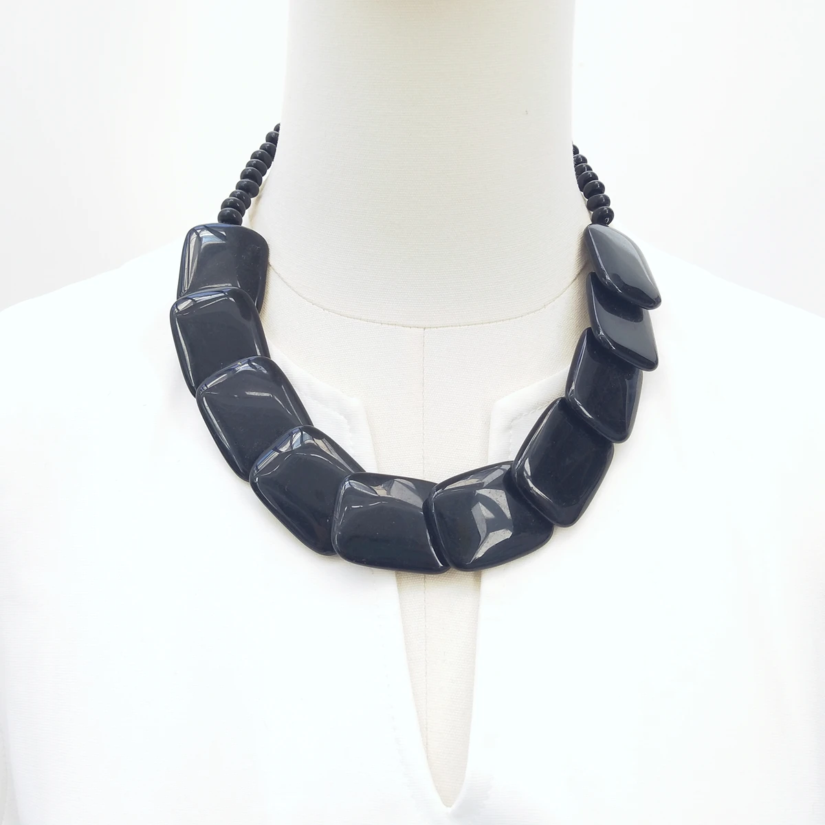 

Lii Ji Real Stone Black Obsidian Necklace 54cm Stock Sale Women Jewelry Gift