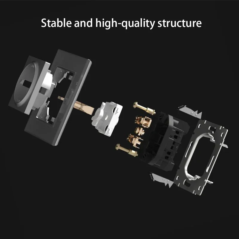 DIY Wall Electrical Socket EU French Plug, USB Type C Charging Ports, Gold Acrlic Glass Panel 1 2 3 Panel Gang, Wallpad L6 - Image 5