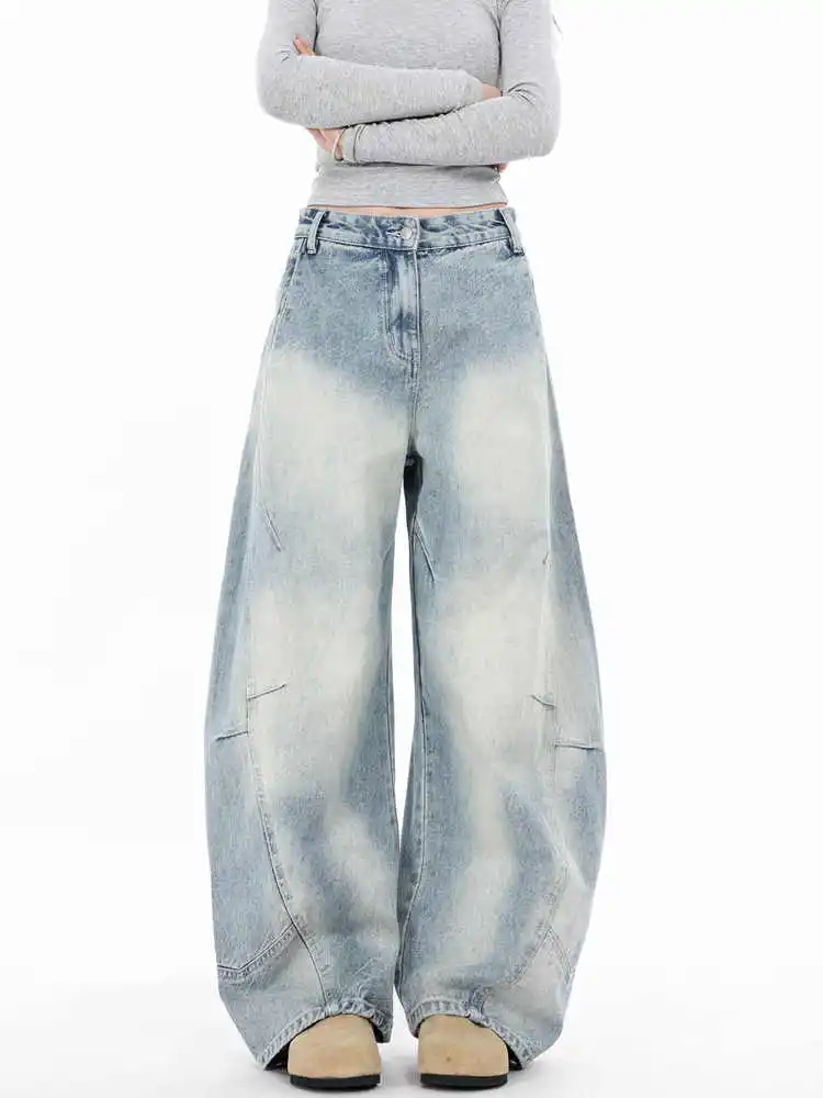 

Women's Baggy Jeans Vintage Blue Cowboy Pants Harajuku Denim Trousers Oversize 90s Aesthetic Streetwear Y2k 2000s Trashy Clothes