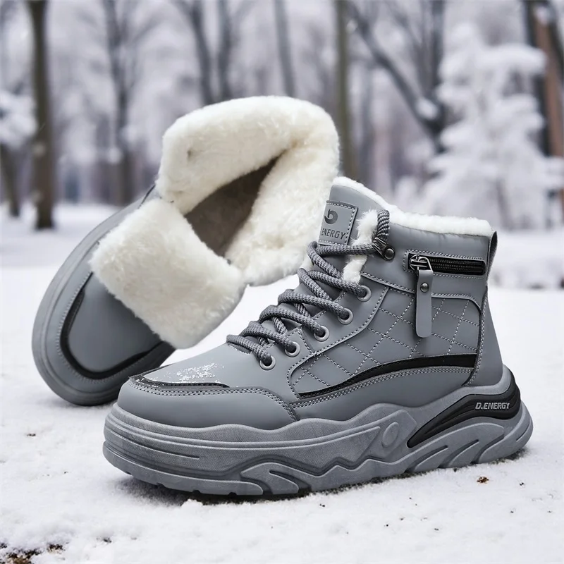 

Мужские новые зимние теплые плюшевые зимние ботинки на толстой подошве, нескользящая хлопковая обувь Joker, модные молодежные удобные повседневные высокие ботинки на открытом воздухе