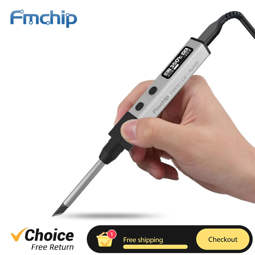 FMchip FM03 휴대용 납땜 다리미, 스마트 온도 조절 가능, 알루미늄 합금 디지털 납땜 스테이션 도구, T65 팁, 65W