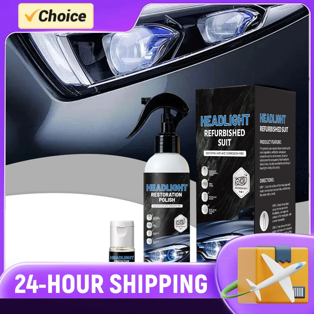 Cars Headlight Restoration Kits Multi Purpose Cars Light Refurbisher 180ml+10ml for Improving Night Driving Visibility