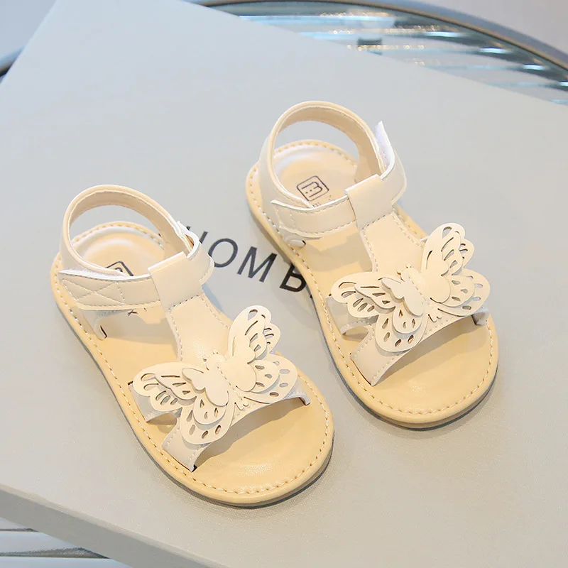 

Girls Sandals Solid Color Children Fashion Butterfly Cute Baby First Walker Shoes 2023 Summer New Kids Shoes Korean Style Unique