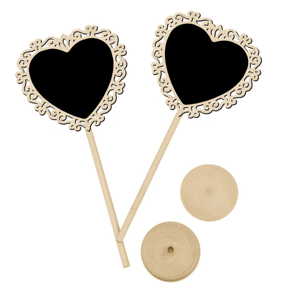 

10Pcs Mini Blackboard Desktop Chalkboard Signs Table Decoration Stand Bamboo Heart Shaped Wedding Home Office Kids Gift