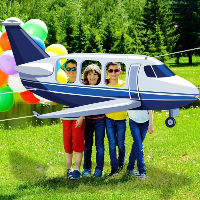 1pc, 2D flat, airplane-shaped photo prop, selfie frame, birthday decoration, airplane-themed photo prop, background banner, wsj view 5