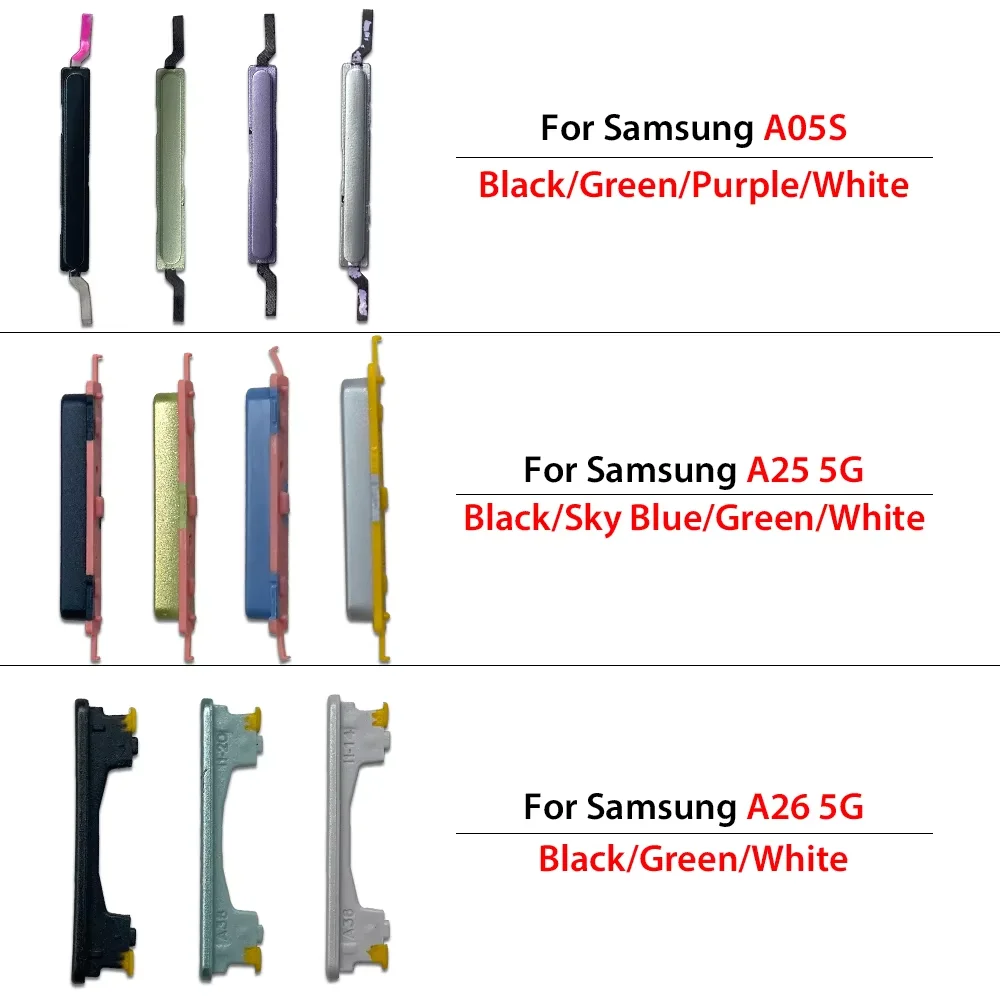100Pcs，For Samsung A04 A04S A04E A05 A05S A06 4G A25 A26 A16 A23 5G A36 A24 A35 A42 A55 A10E A20E Power Volume Side Button Key image 4