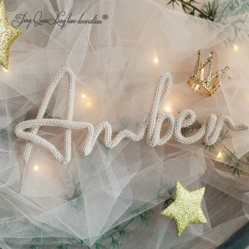 Custom Personalised knitted Wire Name Sign, Tricotin, Custom Nursey Decor, Knitted Wall Art