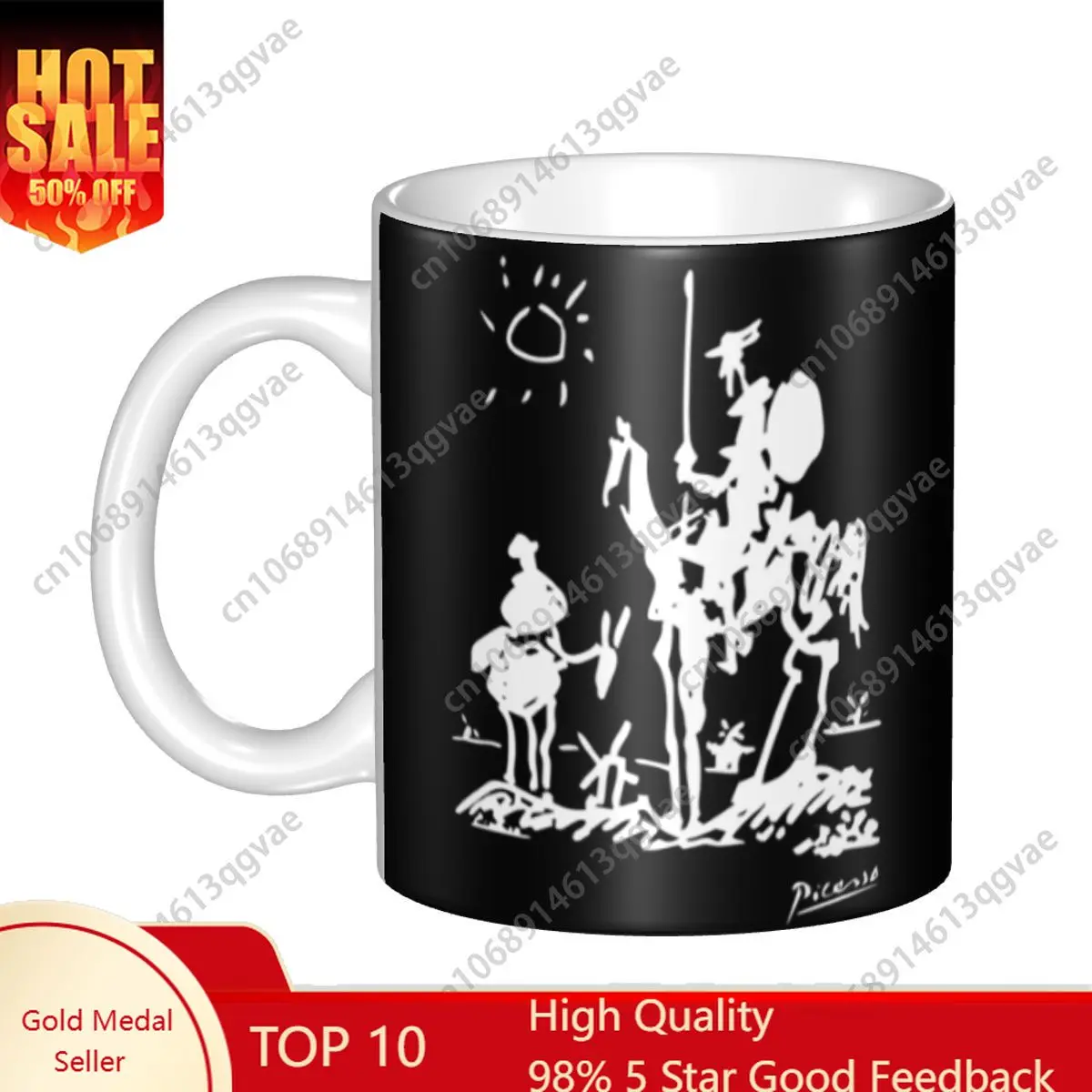 

Pablo Picasso Don Quixote Coffee Mugs Spanish Artist Cup Ceramic Mug Creative Gift Outdoor Work Camping Cups