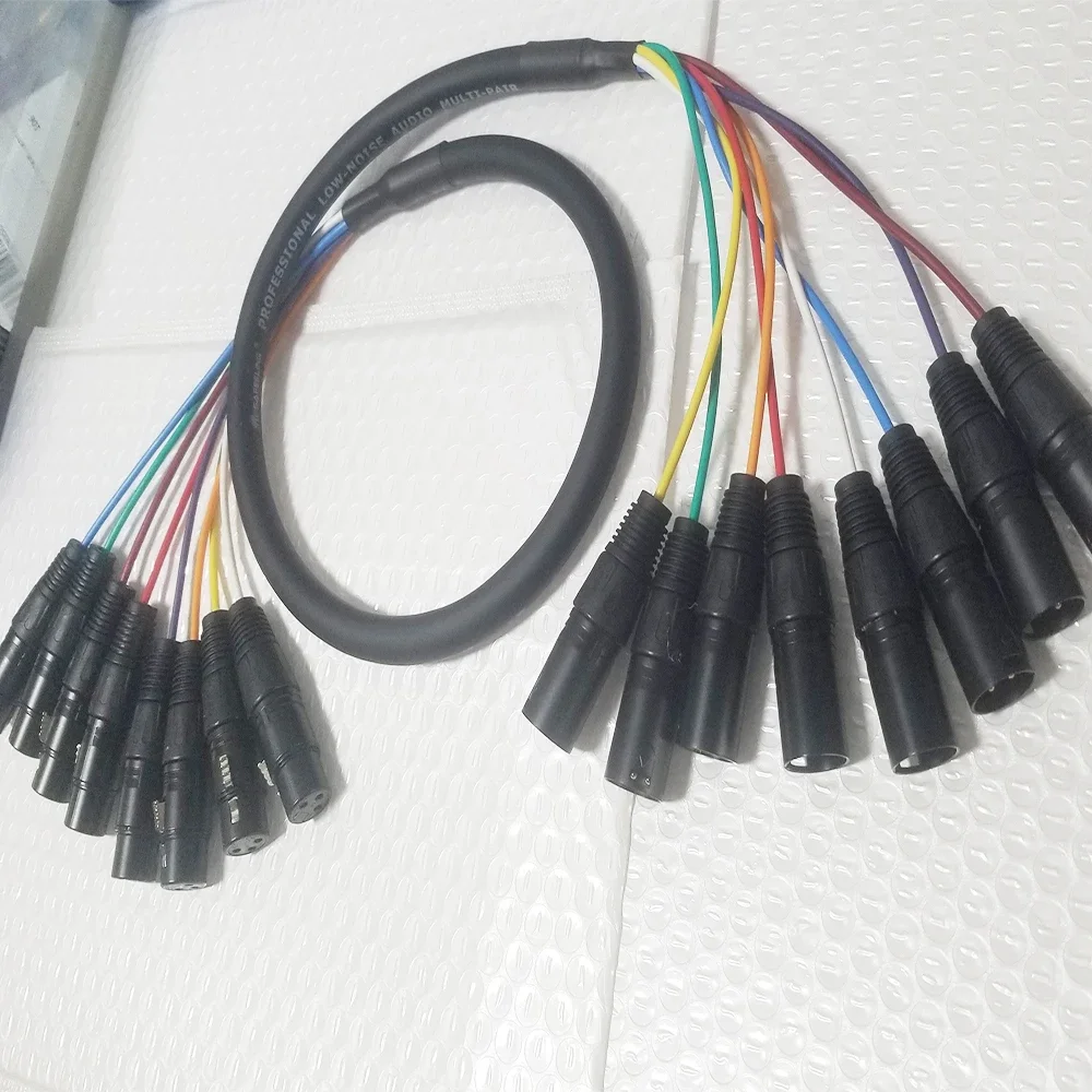 M/F 8チャンネル スネークケーブル 8ペア オス-メス 3ピンXLRバランスケーブル