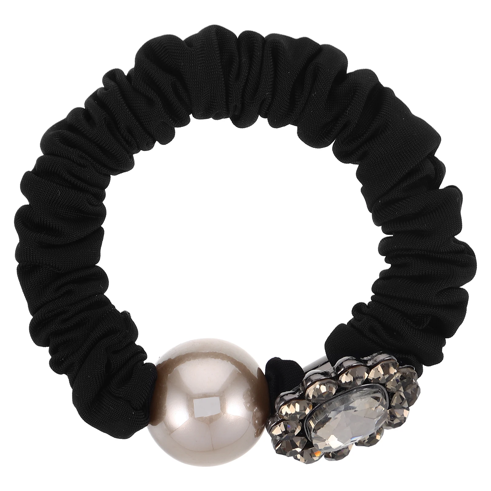 

Elastic Hair Accessories Sparkly Rhinestone Flowers Scrunchies Black Ponytail Holder Lightweight Portable Fashionable Design