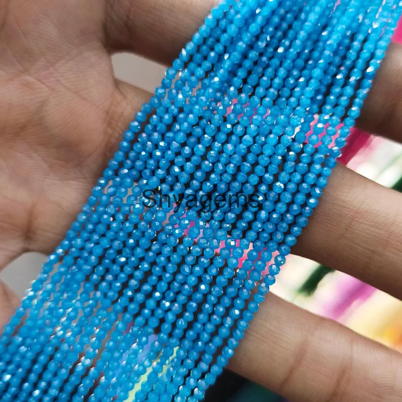 Opal Faceted Rondelle , 2mm Round Gemstone , Blue beads Necklace