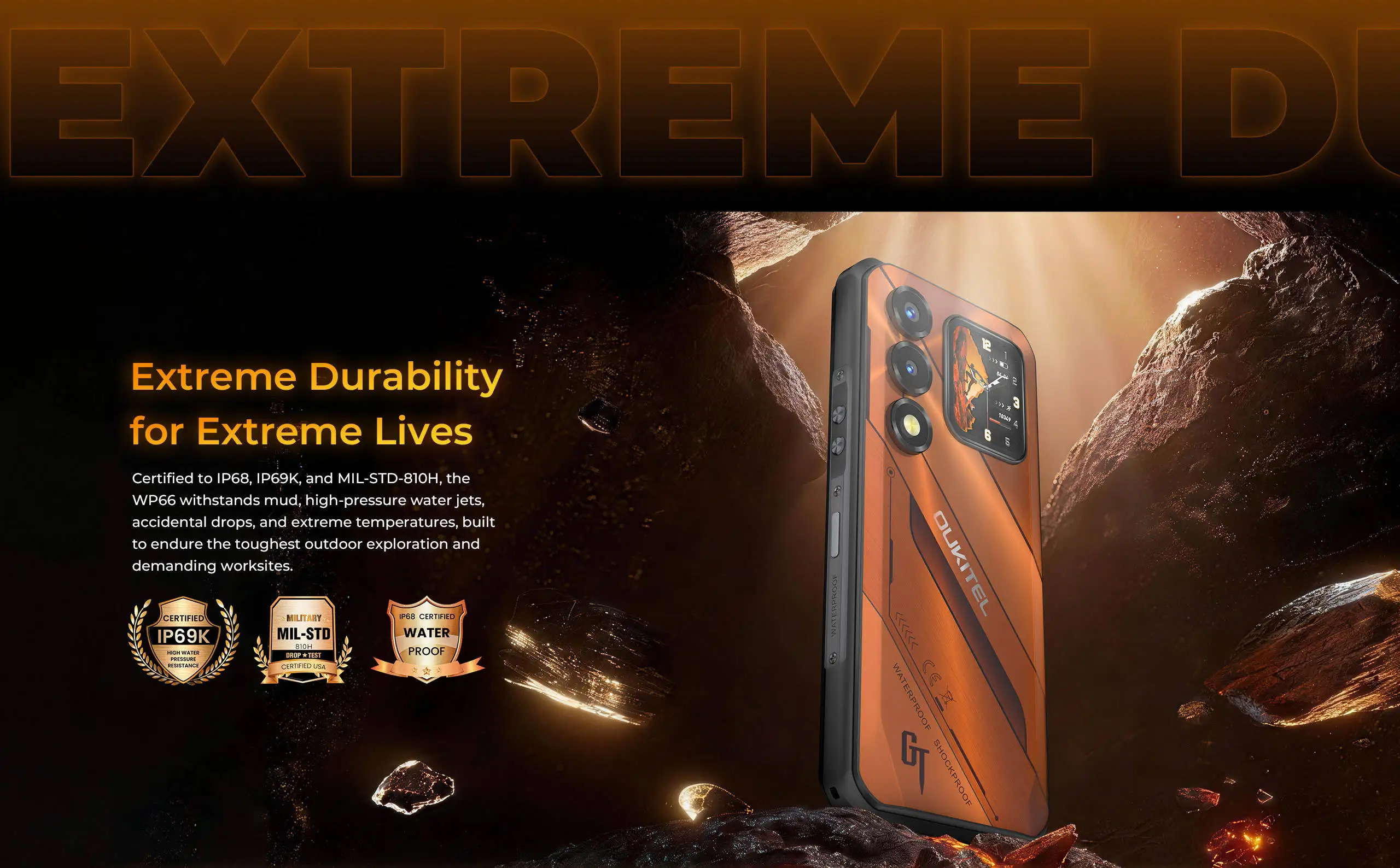 Global version OUKITEL WP66 5G Rugged Phone MTK 7025 6.6" FHD+ 1.81" Dual Screen 36GB+512GB 11000mAh 108MP Smartphone Android 16