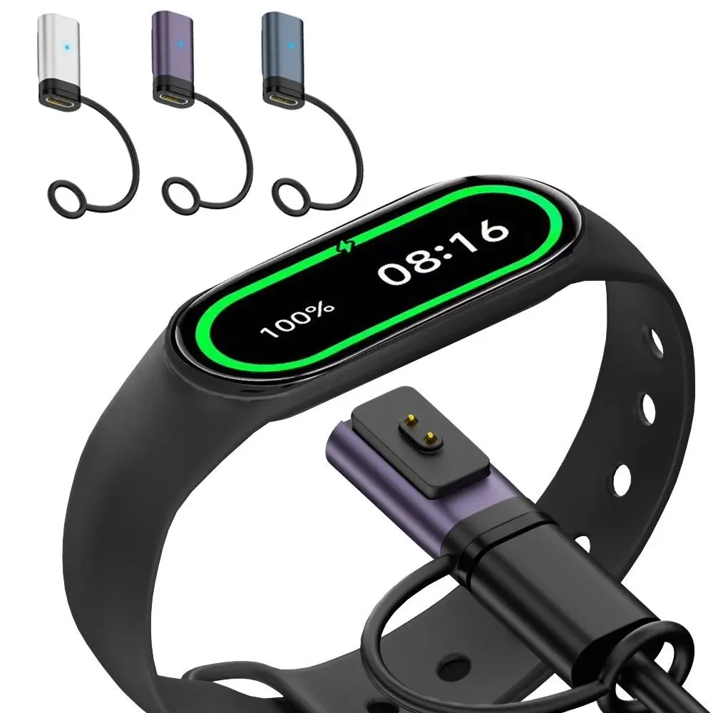 Convertidor de Cargador Magnético con Indicador LED, Tipo-C Hembra a Convertidor de 2 Pines para Xiaomi Smart Band 8/9/10/Pro/NFC Redmi Watch 5/4/3