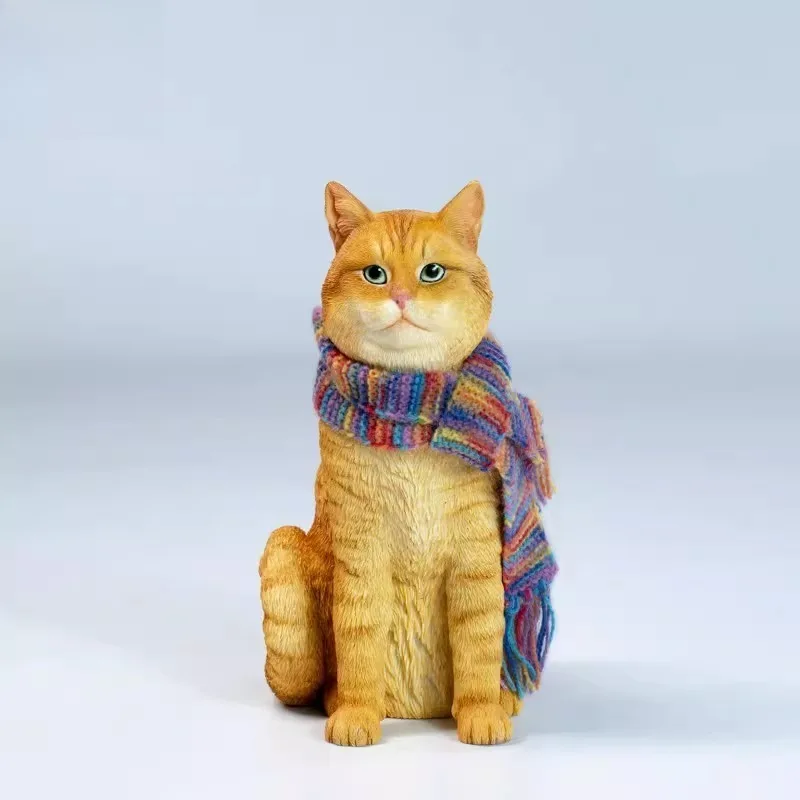 

Pre-sale 1/6 Scale Sitting Posture Wearing Scarf Orange Cat Animal Model for Desktop Ornament Collection Gift