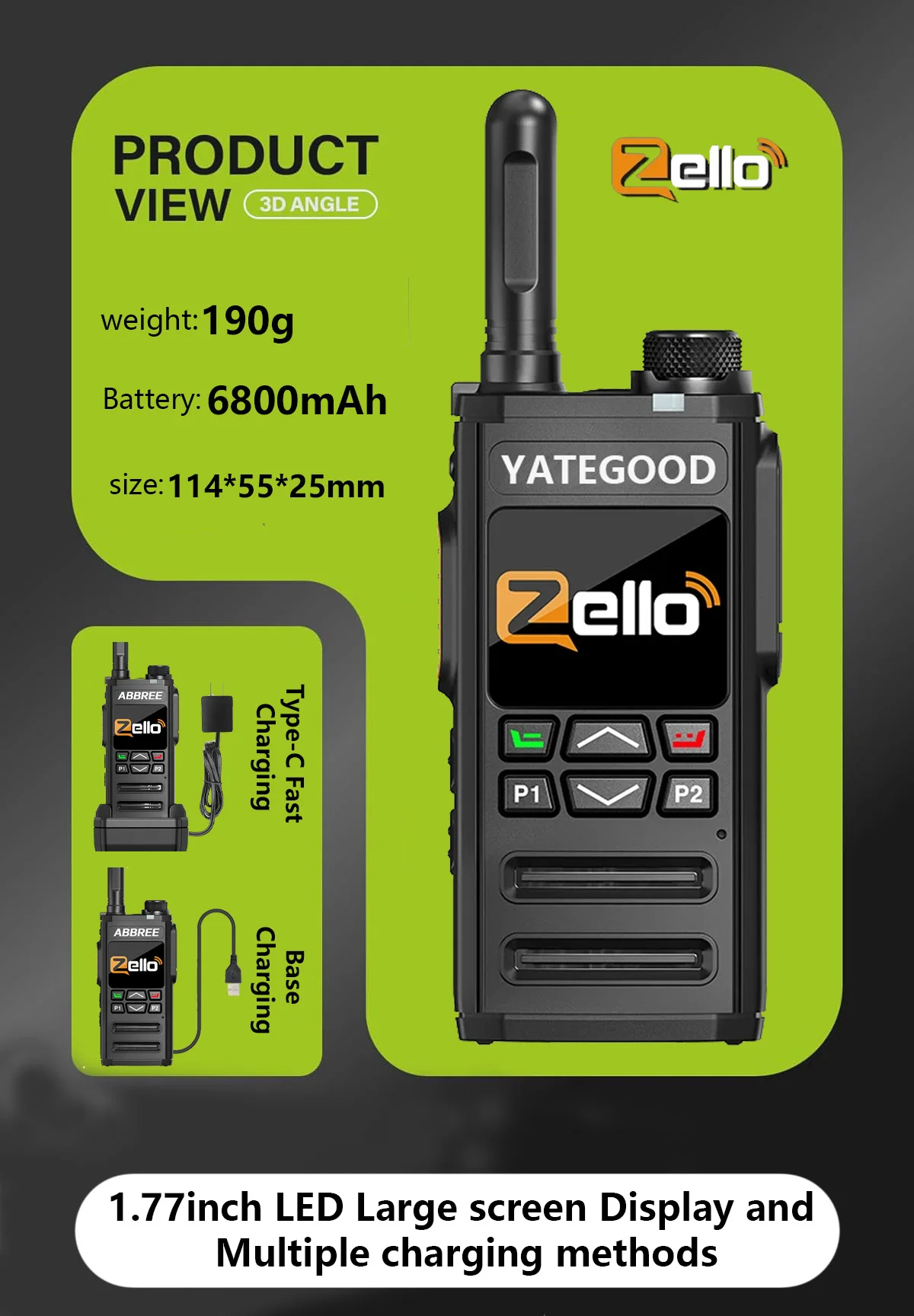 YATEGOOD G288ZELLO 5000KM rádio presunto walkie talkie de longo alcance global ptt 4G poc radio100km