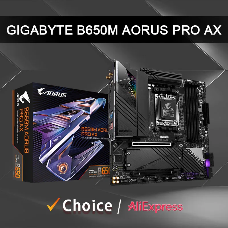 

GIGABYTE New B650M AORUS PRO AX Micro-ATX AMD B650 DDR5 Ryzen 7000/8000/9000 series processors Socket AM5 Motherboard