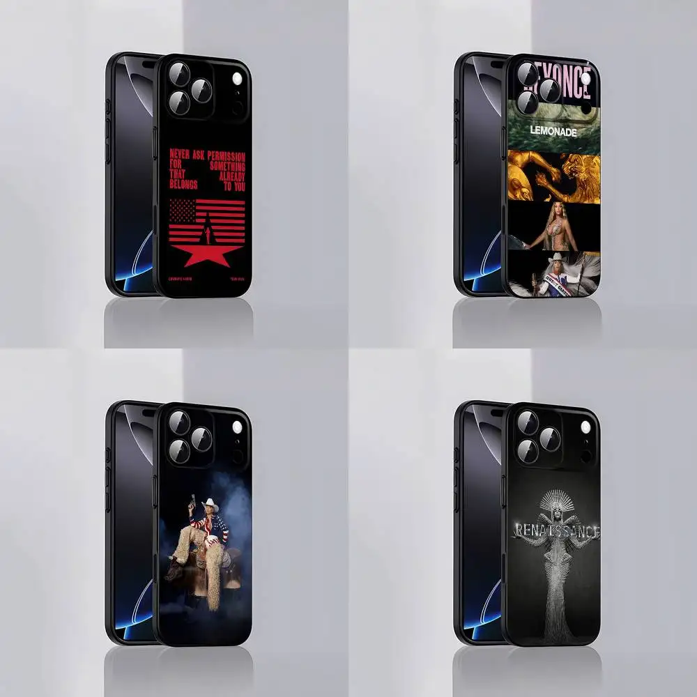 

B-Beyonce Cowboy Renaissance BROKEN Phone Case For iPhone 17,16,15,14,13,12,Pro,Max,Plus,E,SE4,Air,Mini Black Soft Cover