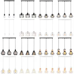 3 Heads Vintage Pendant Lights Wood Hanging Lamp Chandelier Industrial for Loft Dinning Living Room Kitchen Lighting Fixture LED