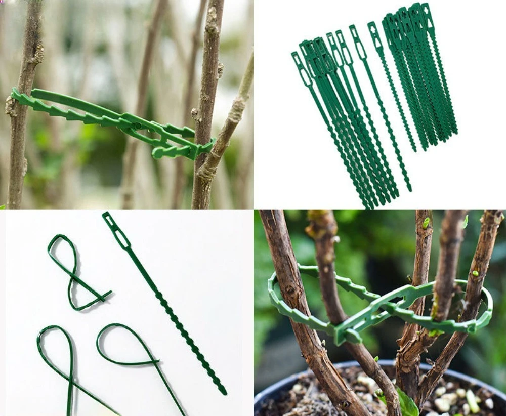 100pcs Reusable Garden Green Binding Christmas Wreath with Cable Tie Line Gardening Fish Bone Tie Line Green Plant Flowers