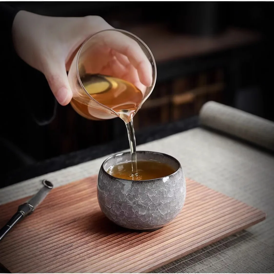 Cracked Ice Glaze Ceramic Tea Cup Set Single Couple Gongfu Tea Cups Chinese Style Tea Drinking Cup With Ice Crazing​