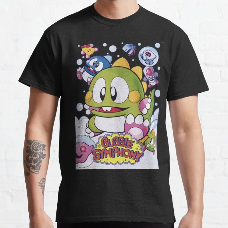 

Arcade Bubble Symphony Dinosaurs Video game Bubble Bobble Gift t shirt Short Sleeve Cartoon Graphic Clothes All size Tops S-6XL