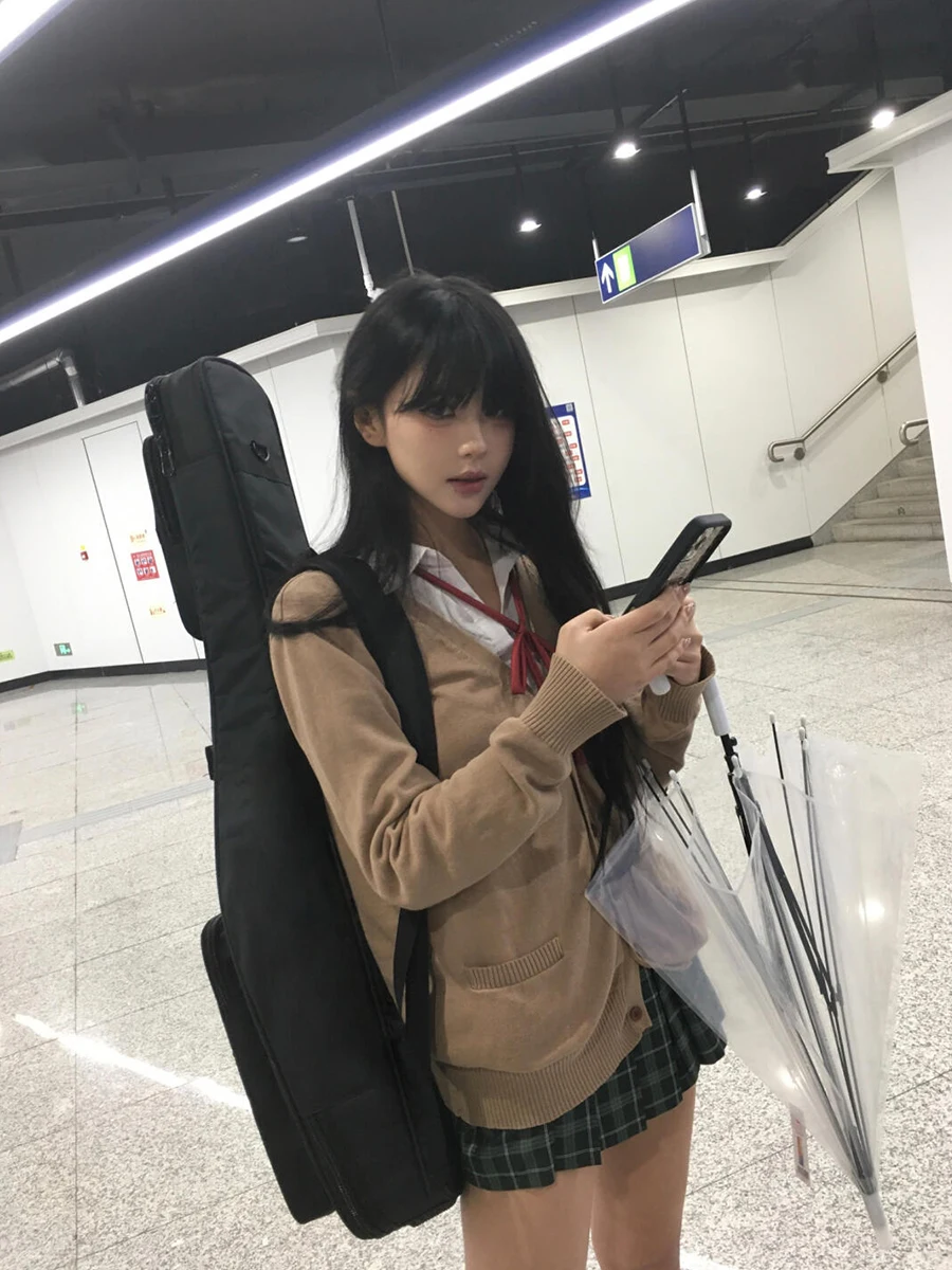 Original Japanese Sle JK orm Sweater Coat Loose Long Sve Women's School Supply Knittedwear Versatile Outerwear