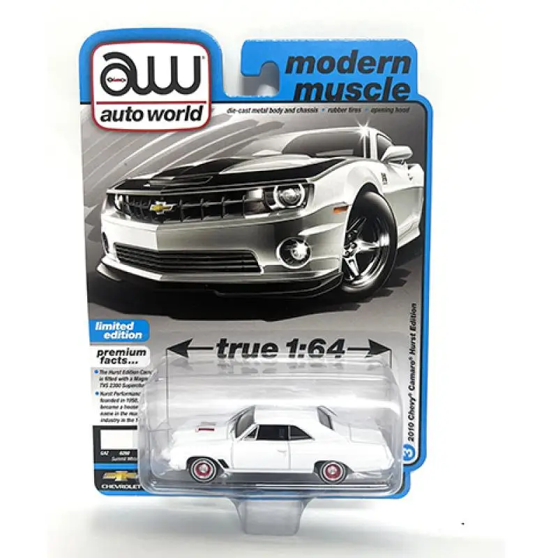 

Автомобильный мир 1/64 AW 2010 Camaro Hurst Edition, современная модель белого автомобиля из литого под давлением, коллекционная игрушка, подарок для детей
