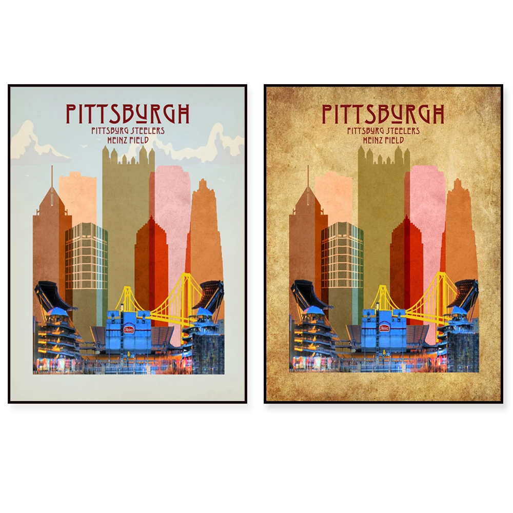 Pittsburgh Steelers poster, Steelers print, Pittsburgh skyline poster, Pennsylvania scenery decoration poster