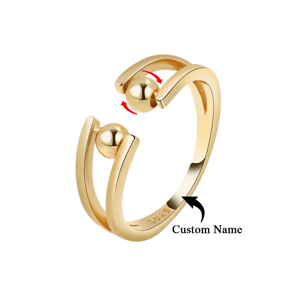 

Personalise 925 Silver Custom Name Clover Zircon Rings Spinning Unzip Ring Anxiety Ring Fashion Women's Jewelry Mom Gift