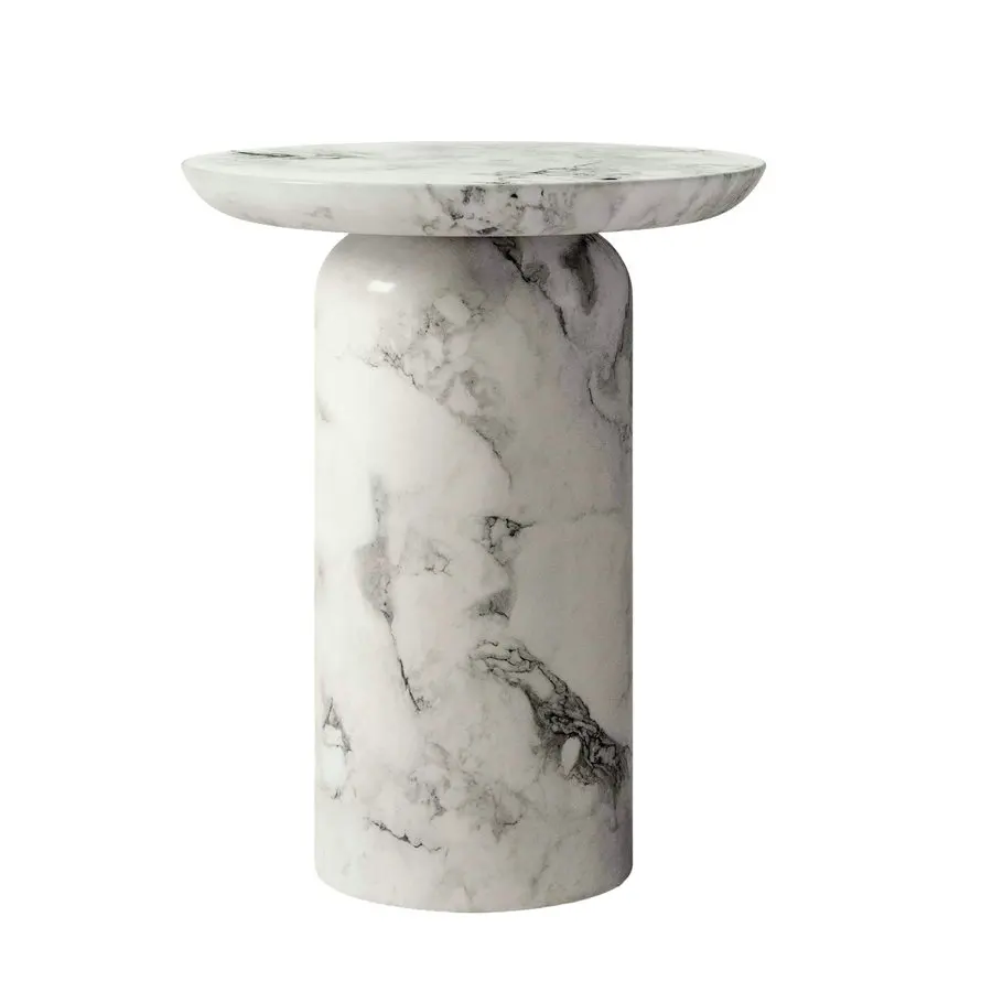✗X Modern Elegant Designer Carved Small Round  Marble Sofa Side Table Bedroom Travertine Side Tables for Living Room Luxury&