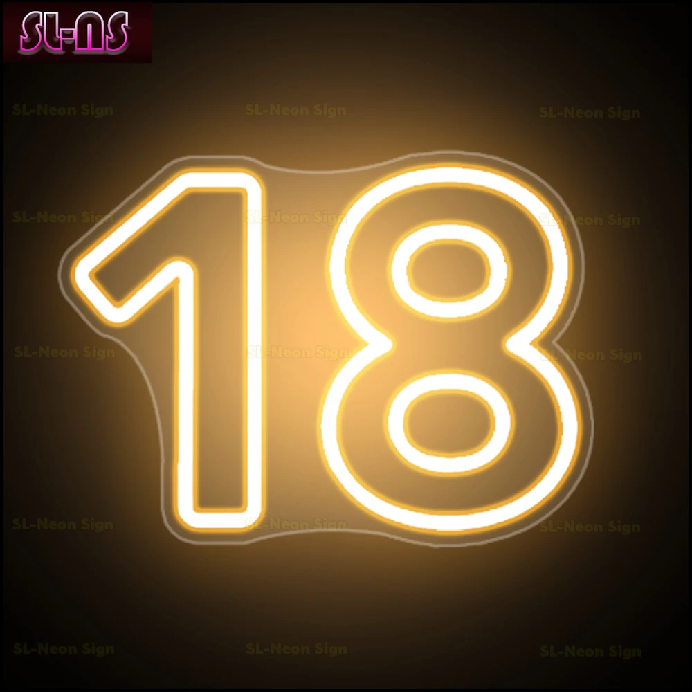 

Number 18 Neon Sign Birthday Decor Big 60cm High LED Light Up Signs for Party Decoration Numbers 18 Lamp 18th Birthday Gift