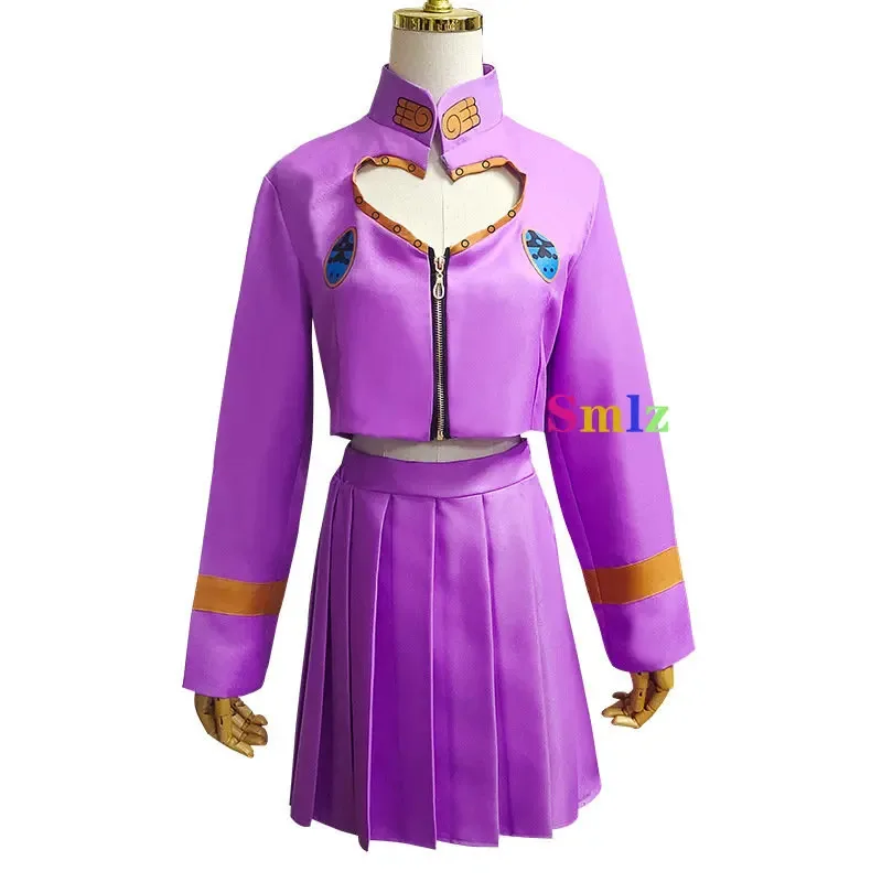 Bizarre Adventure Cosplay Anime JoJo's disfraz trajes Giorno Giovanna Cosplay púrpura amor Top falda conjunto