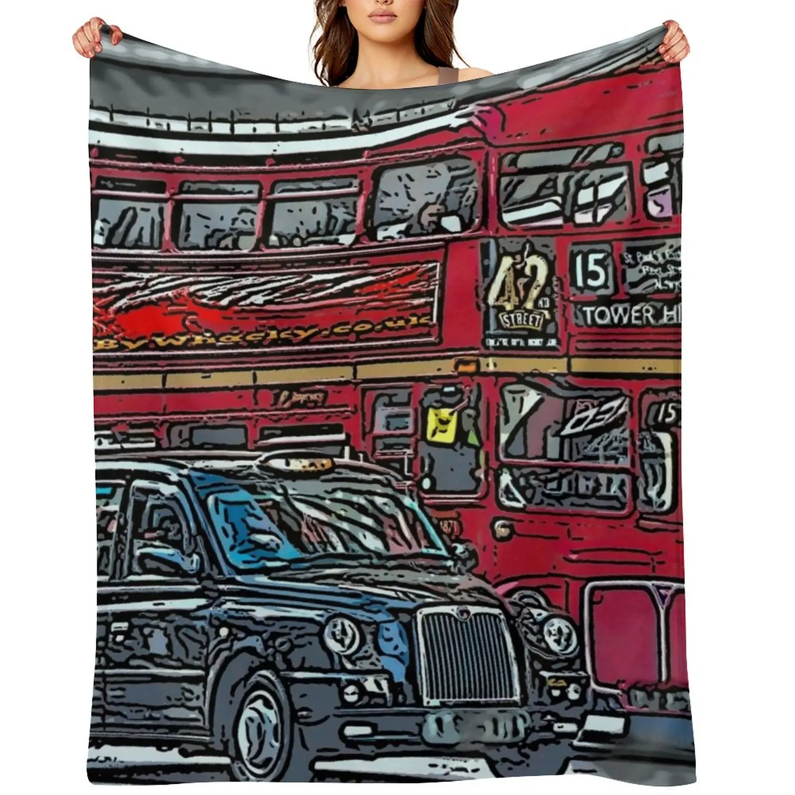 

London Bus and Cab Throw Blanket Comforter Blankets For Sofas Loose Extra Large Throw Blankets