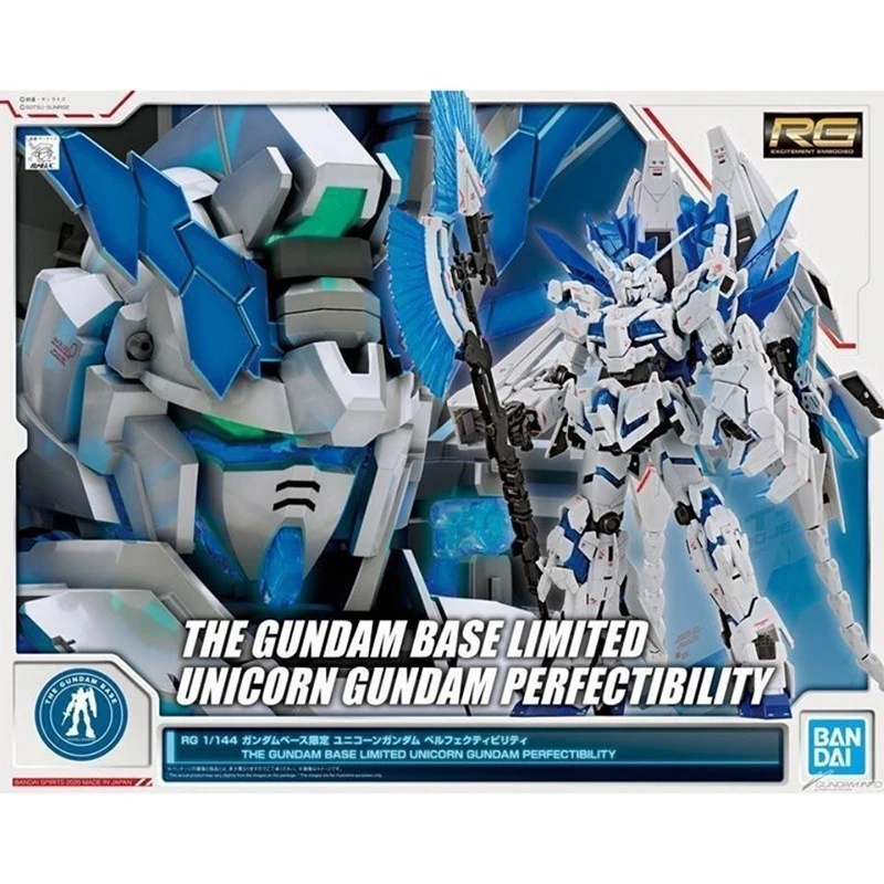 Bandai Gundam Model Kit Anime Figure RG 1/144 BASE LIMITED UNICORN GUNDAM PERFECTIBILITY Action Toy Figure Toys for Children