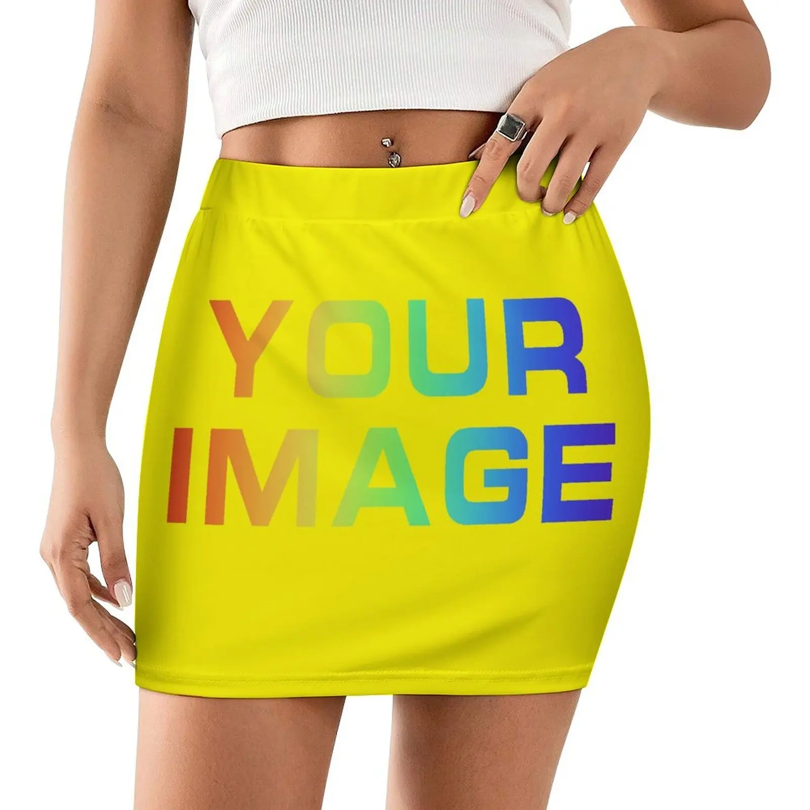 High Waist Elastic Business Women's Mini Skirt Slimming Knitted Half Body Skirt Professional Work Custom Dress Print On Demand view 6