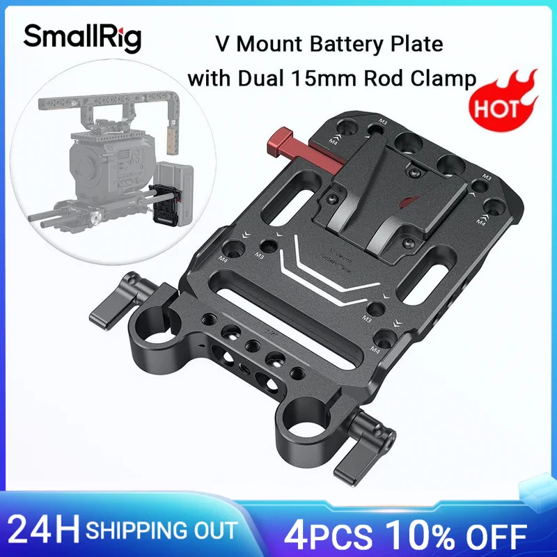 SmallRig V Mount Battery Plate V-Lock Mount Battery Plate z podwójnym zaciskiem pręta 15 mm do zasilacza aparatu -3016