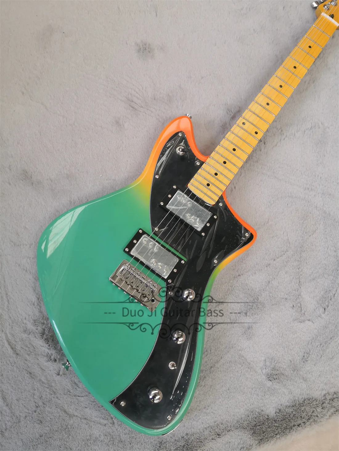 

Blue Electric Guitar Mete Guitar Basswood Body Big Black Pickguard Fixed Bridge Maple Fingerboard HH Pickups